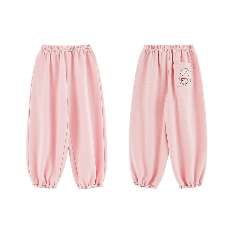 Pantaloni Sportivi Casual per Bambini – Cotone Morbido, Primavera, Grigio, Rosa, Beige e Giallo