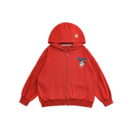 Giacca con Cappuccio Bambina e Bambino – Comoda e Sportiva, Colori Rosso e Azzurro