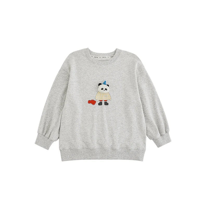 Felpa con Cappuccio Bambino in Cotone – Stampa Cartoni Animati, Manica Lunga, Beige, Grigio, Blu