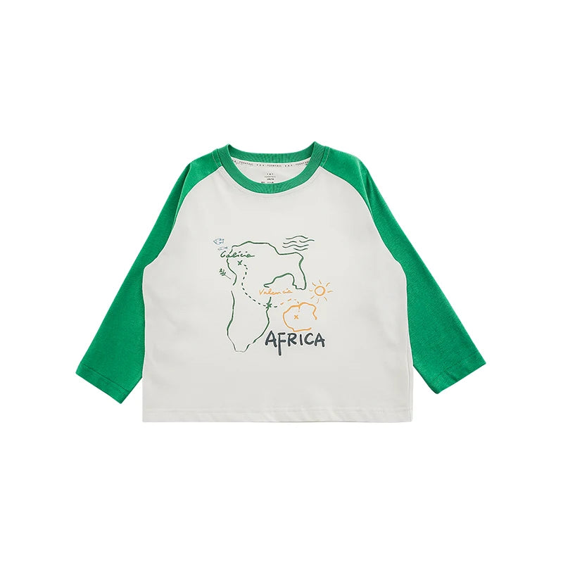 Maglia Bambino in Cotone 100% – Manica Lunga, Stampa Cartoni Animati, Morbida e Traspirante, Verde, Azzurro, Nero