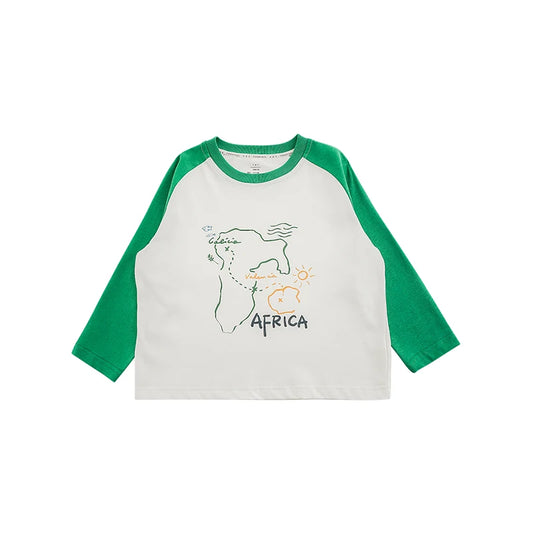 Maglia Bambino in Cotone 100% – Manica Lunga, Stampa Cartoni Animati, Morbida e Traspirante, Verde, Azzurro, Nero