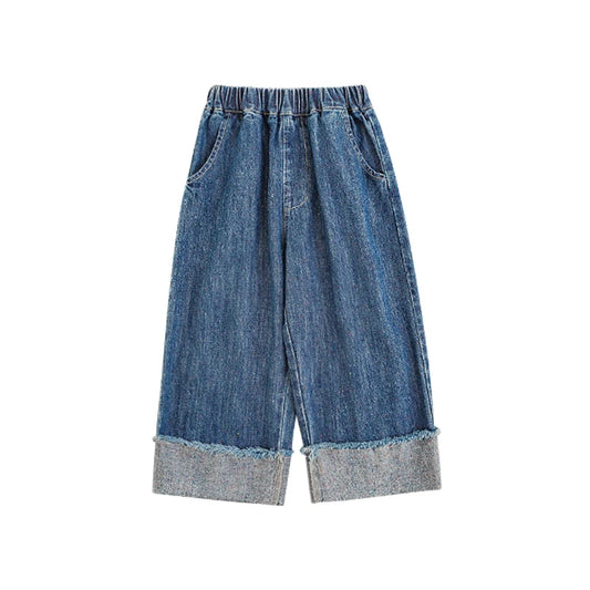 Jeans Casual Unisex per Bambini – Cotone 95%, Comodi e Versatili, Blu e Blu Scuro