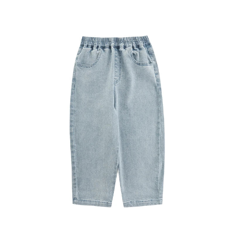 Jeans Bambina con Cucitura Coniglio – Pantaloni in Denim Azzurro e Blu Scuro