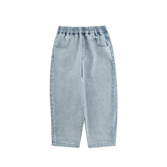 Jeans Bambina con Cucitura Coniglio – Pantaloni in Denim Azzurro e Blu Scuro