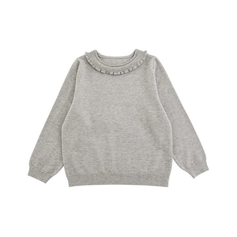 Maglia Elegante a Maniche Lunghe per Bambina – Tinta Unita, Stile Raffinato, Grigio, Rosa, Rosa Chiaro e Beige