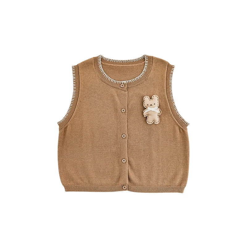 Gilet in Cotone 100% per Bambina – Morbido e Versatile, Beige, Rosa e Marrone