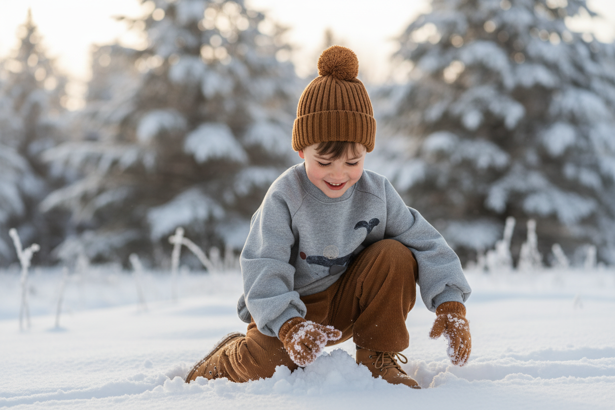 Bambino con felpa balena e jeans