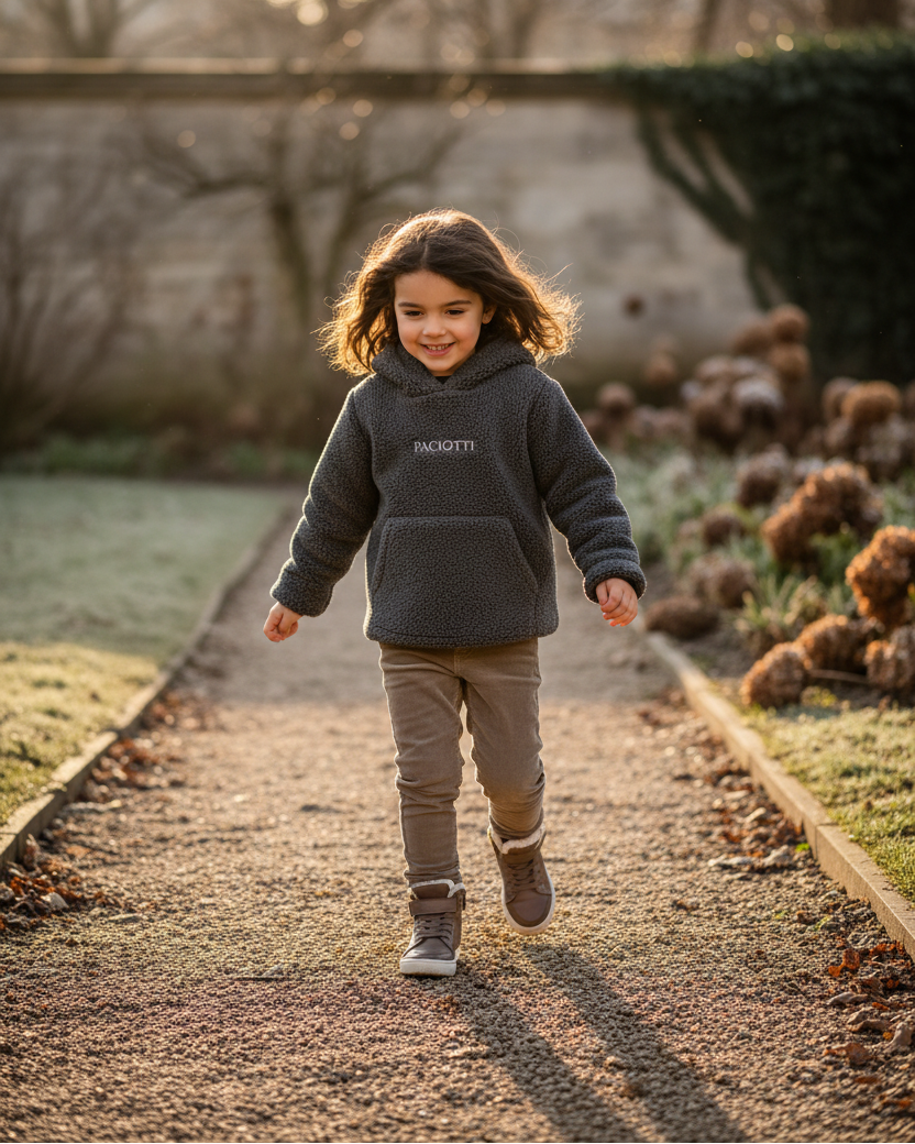 Bambino felpa grigia outdoor parco