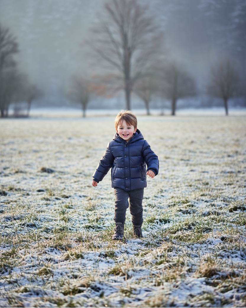 Bambino giubbino blu outdoor campo