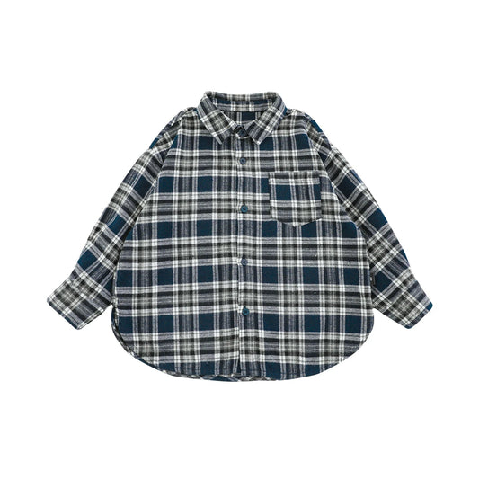 Camicia a quadri a maniche lunghe per bambino – colore grigio - Klotheds