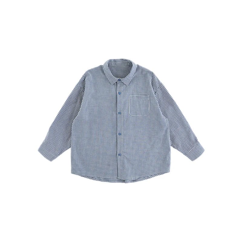 Camicia a quadri azzurra a maniche lunghe per bambino – stile casual - Klotheds