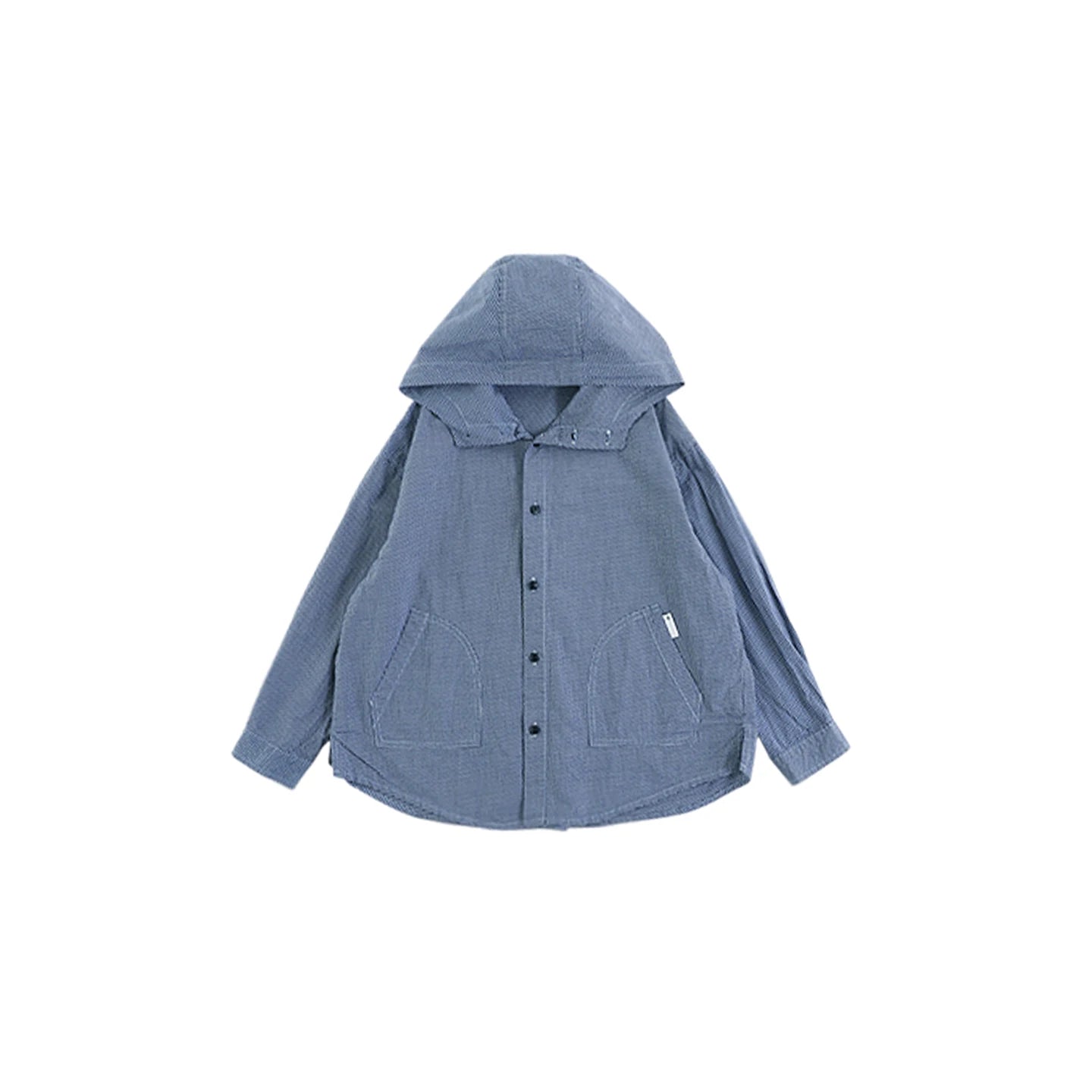Camicia a quadri azzurra con cappuccio in cotone per bambino – maniche lunghe autunnale - Klotheds