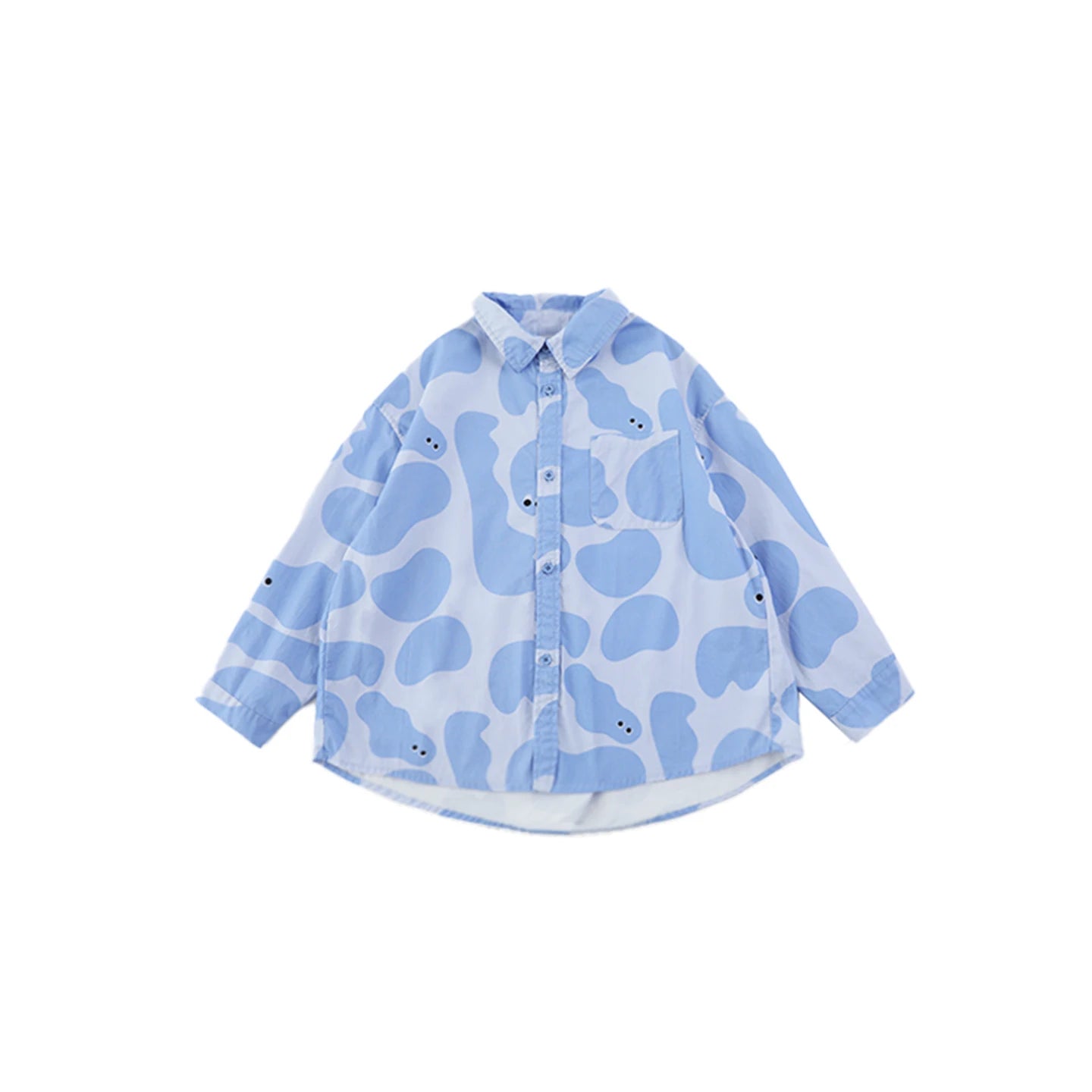 Camicia azzurra in cotone con stampa nuvola per ragazzo adolescente – maniche lunghe - Klotheds