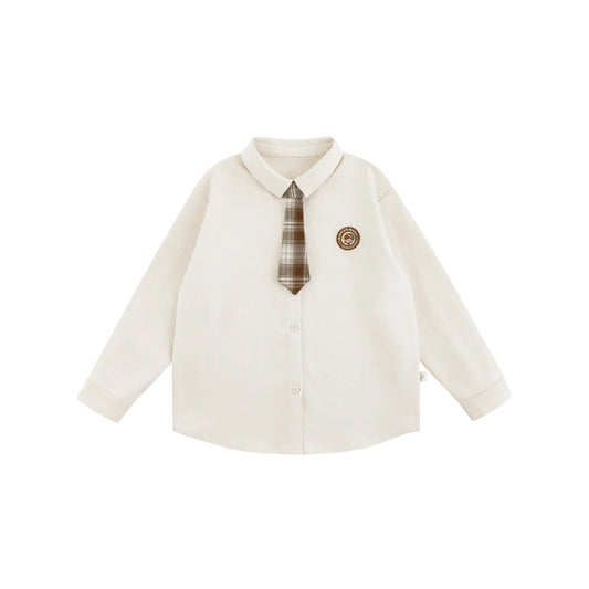 Camicia beige con cravatta per bambina – elegante e versatile - Klotheds