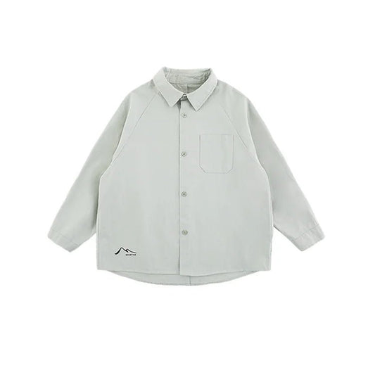 Camicia grigio chiaro a maniche lunghe in cotone per ragazzo - Klotheds