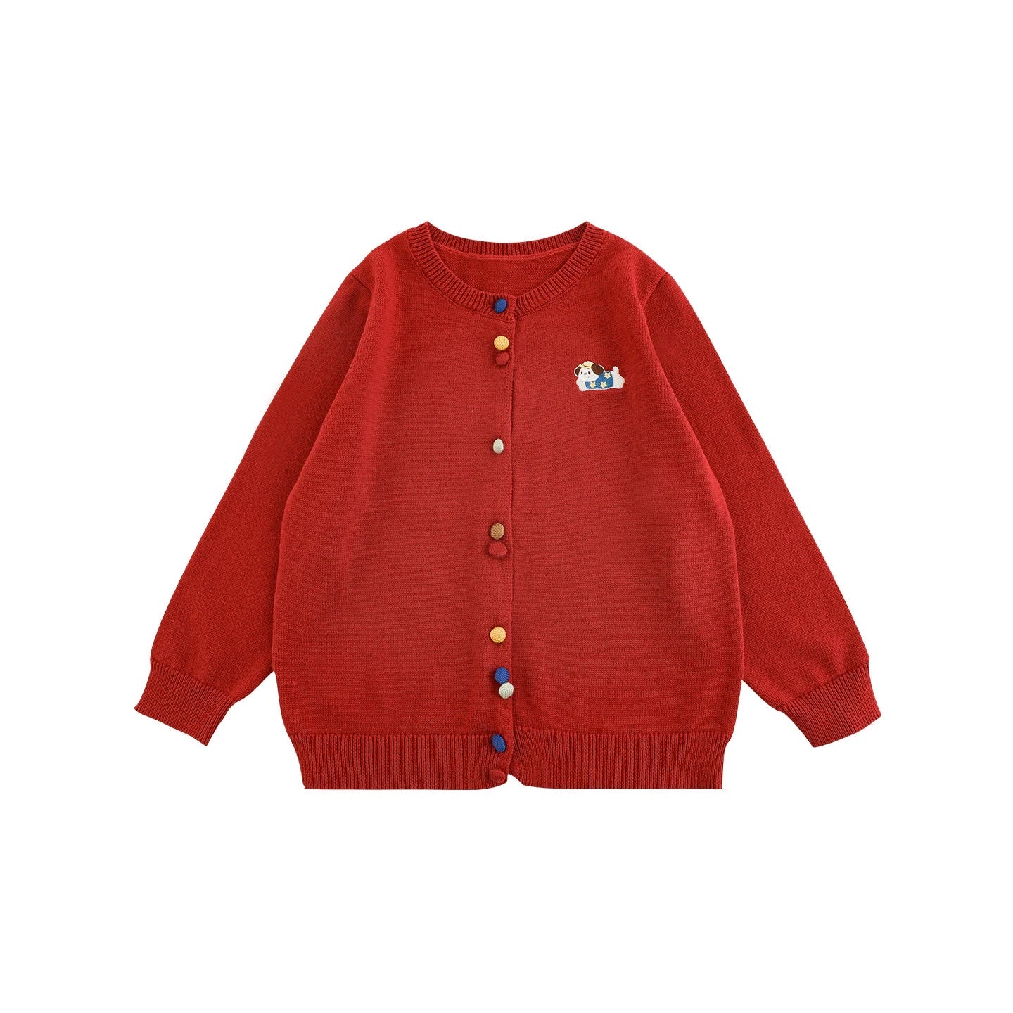 Cardigan in maglia unisex con ricamo cartoon per bambino e bambina – beige, grigio, giallo, azzurro o rosso - Klotheds