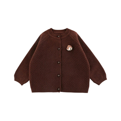 Cardigan Invernale da Bambina in Maglia Calda con Pupazzetto 3D – Cachi, Beige o Marrone - 2x - 26% - Klotheds
