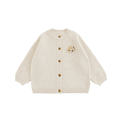 Cardigan Invernale da Bambina in Maglia Calda con Pupazzetto 3D – Cachi, Beige o Marrone - 2x - 26% - Klotheds