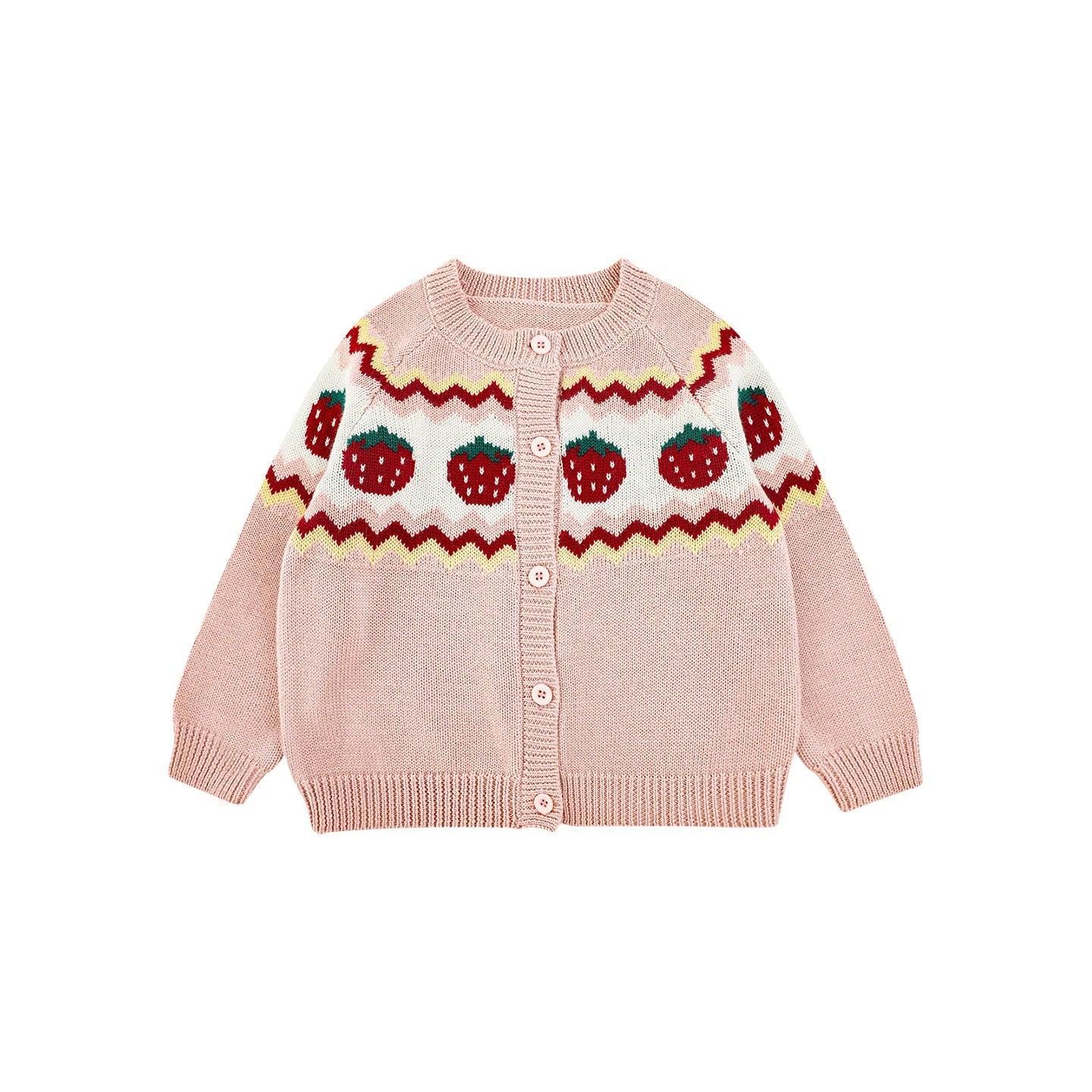 Cardigan leggero in maglia per bambina – rosso fragola o rosa - Klotheds