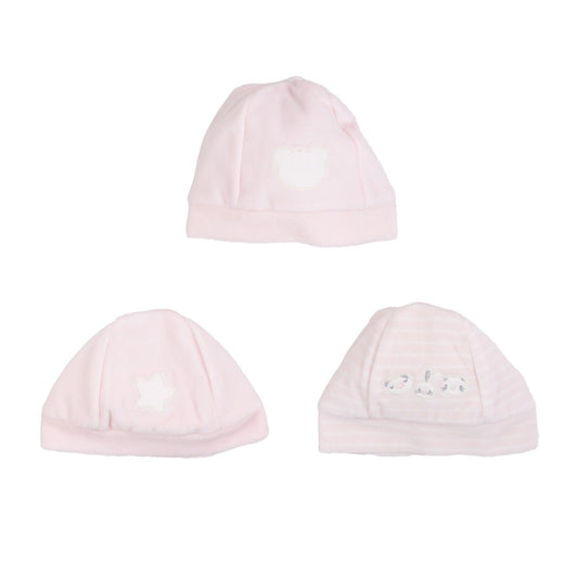 Coccodè - Set 3 Cappellini Neonato in Ciniglia Rosa - Klotheds