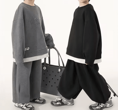 Completo Invernale Ragazzo – Felpa in Pile Spesso e Pantaloni in Velluto a Coste - Klotheds