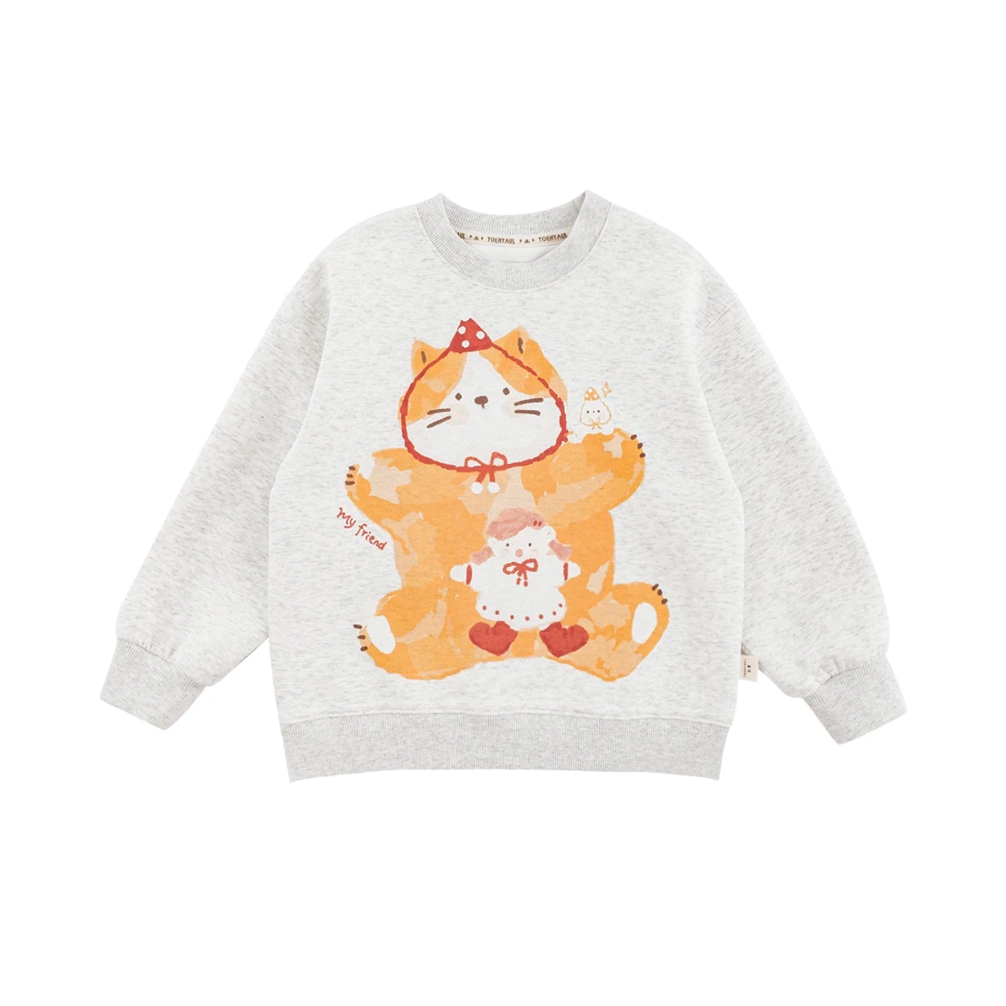 Felpa in cotone con motivi simpatici per bambina – grigia, beige, rosa o rossa - Klotheds