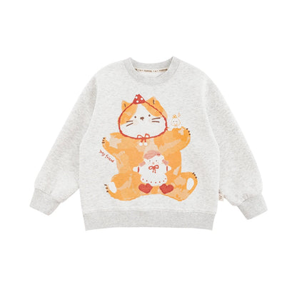 Felpa in cotone con motivi simpatici per bambina – grigia, beige, rosa o rossa - Klotheds