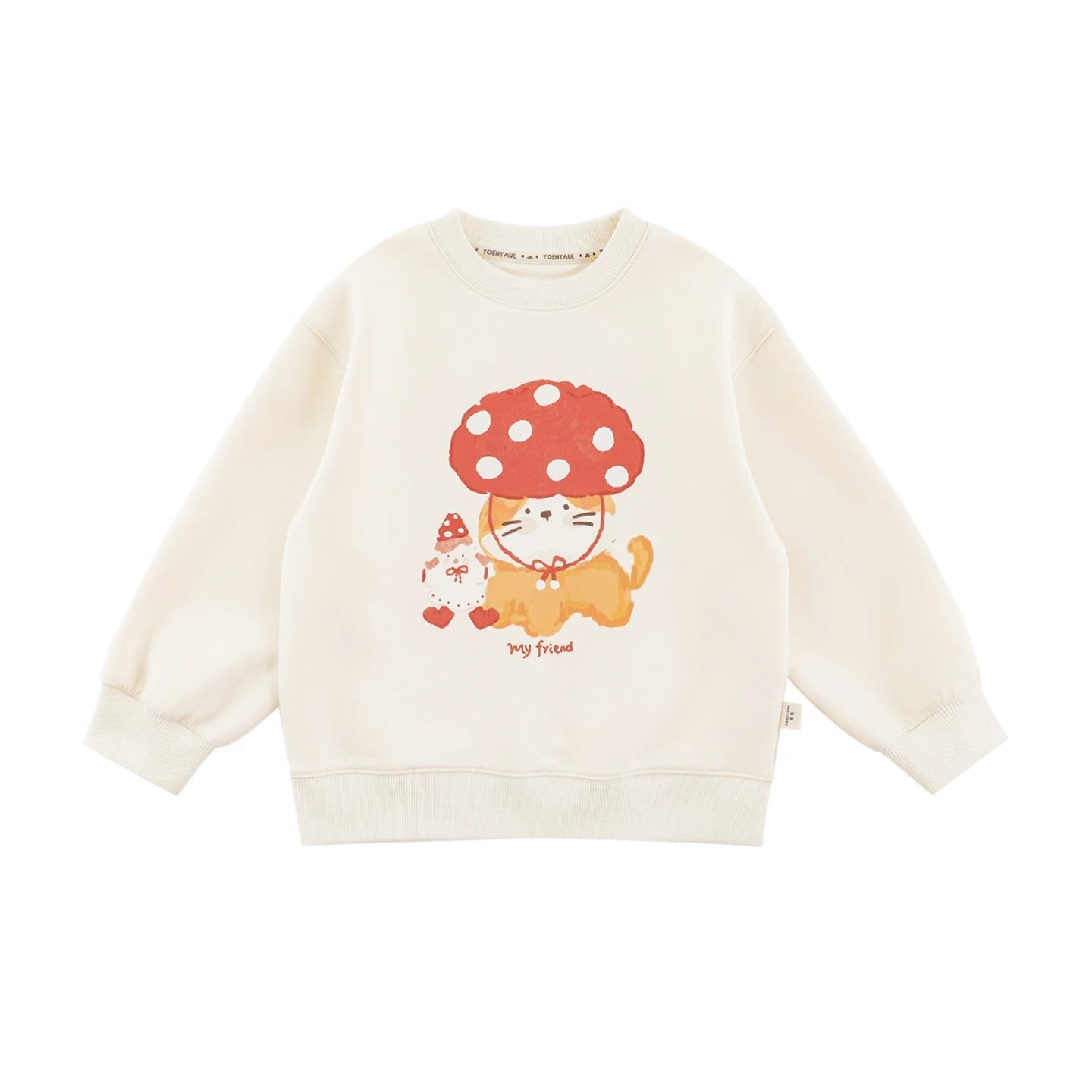 Felpa in cotone con motivi simpatici per bambina – grigia, beige, rosa o rossa - Klotheds