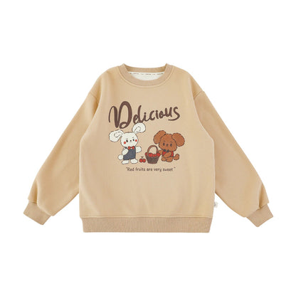 Felpa Invernale da Ragazza in Pile Morbido a Girocollo – Cachi, Rosa, Blu o Beige - 2x - 26% - Klotheds