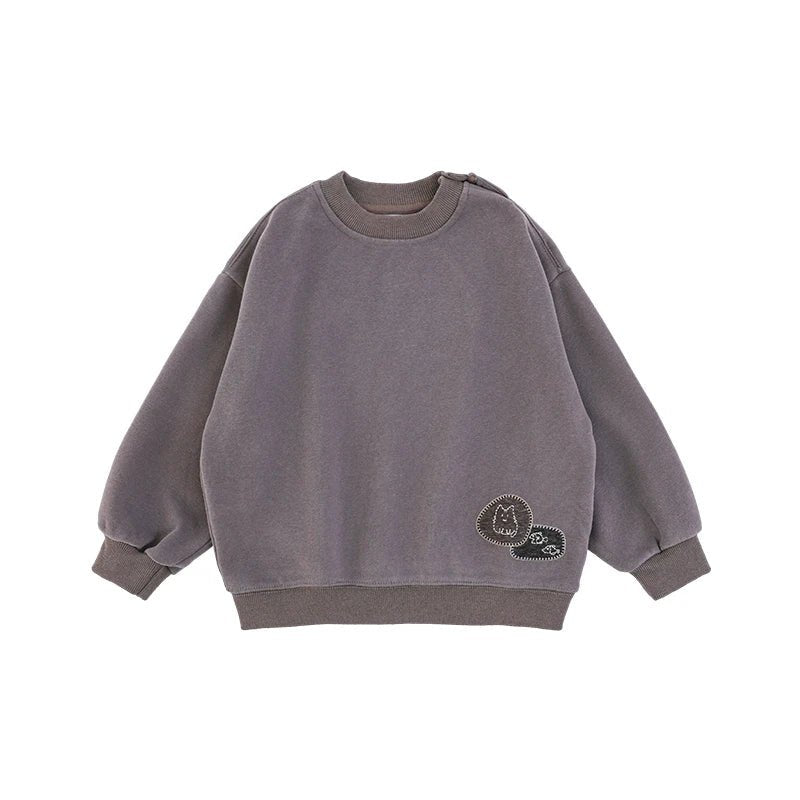 Felpa Invernale Oversize da Ragazzo con Bottoni in Cotone – Beige o Viola - Klotheds