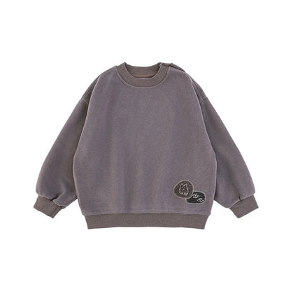 Felpa Invernale Oversize da Ragazzo con Bottoni in Cotone – Beige o Viola - Klotheds