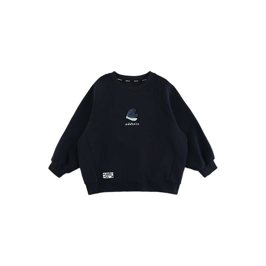 Felpa nera a maniche lunghe con motivo pesce per bambino adolescente - Klotheds