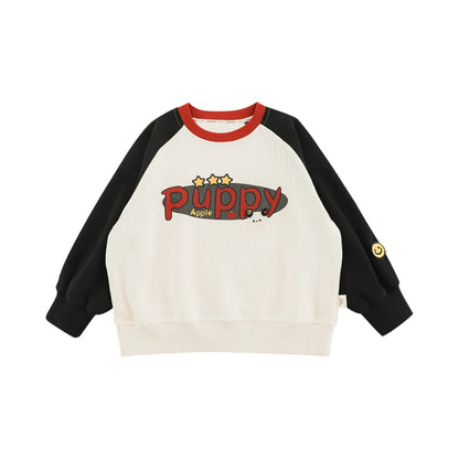 Felpa raglan con stampa cucciolo per bambino – rossa o nera - Klotheds