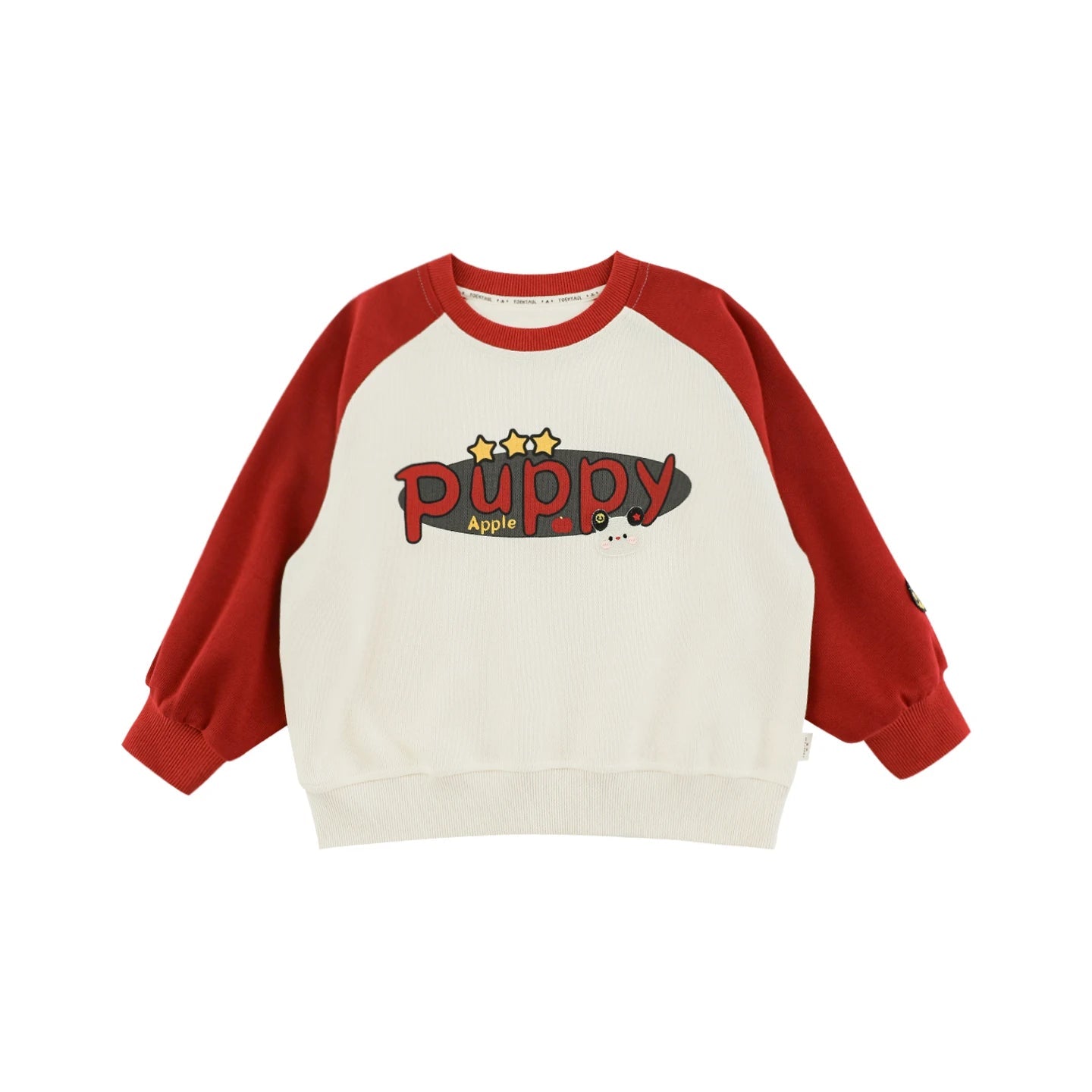 Felpa raglan con stampa cucciolo per bambino – rossa o nera - Klotheds