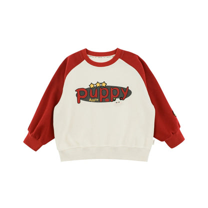 Felpa raglan con stampa cucciolo per bambino – rossa o nera - Klotheds