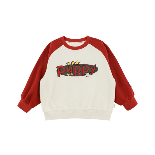 Felpa raglan con stampa cucciolo per bambino – rossa o nera - Klotheds