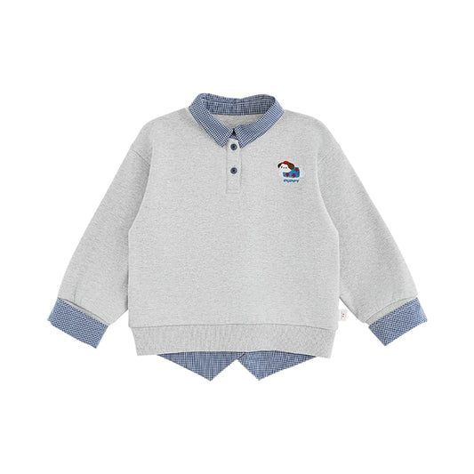 Felpa unisex con ricamo cucciolo per bambini – grigia o blu - Klotheds