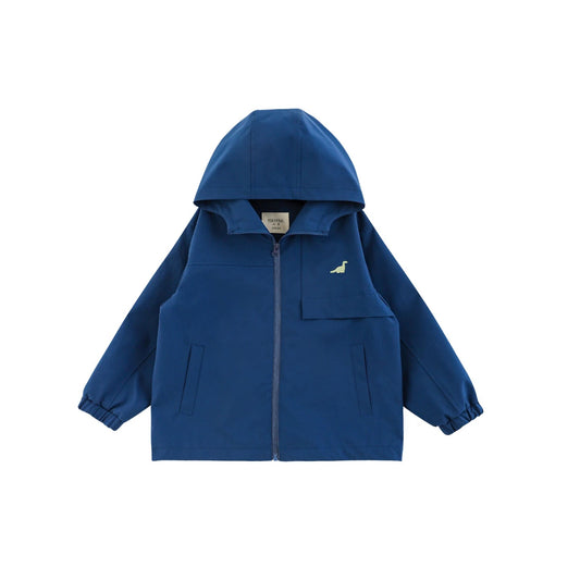 Giacca con cappuccio ricamo dinosauro per bambino – nera o blu - Klotheds