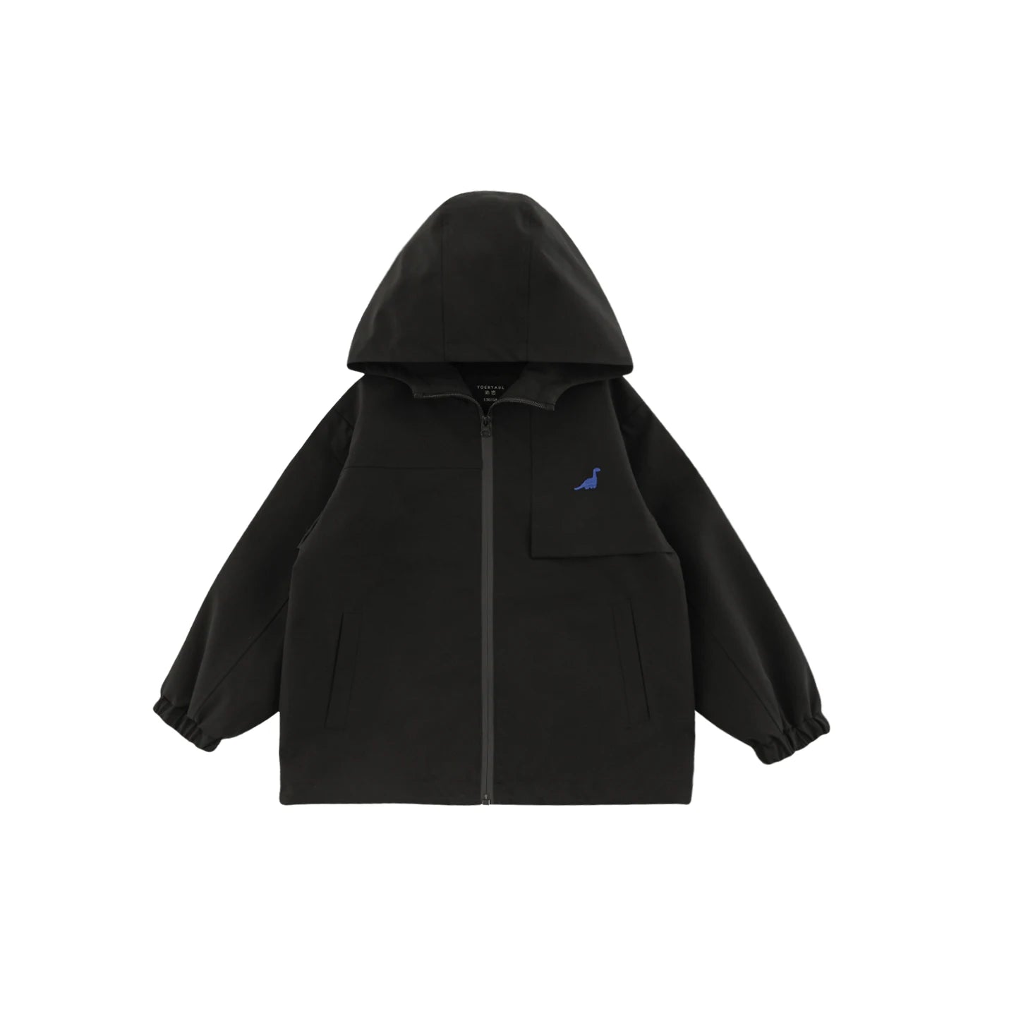 Giacca con cappuccio ricamo dinosauro per bambino – nera o blu - Klotheds