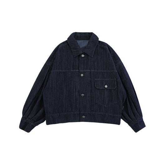 Giacca di jeans blu scuro per bambina – stile casual autunnale - Klotheds