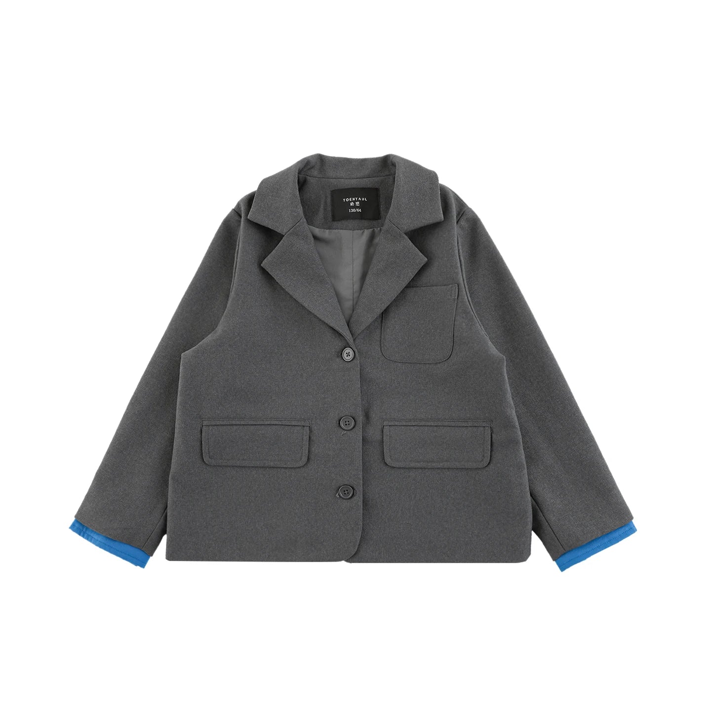 Giacca grigia elegante stile collegiale per ragazza – maniche lunghe - Klotheds