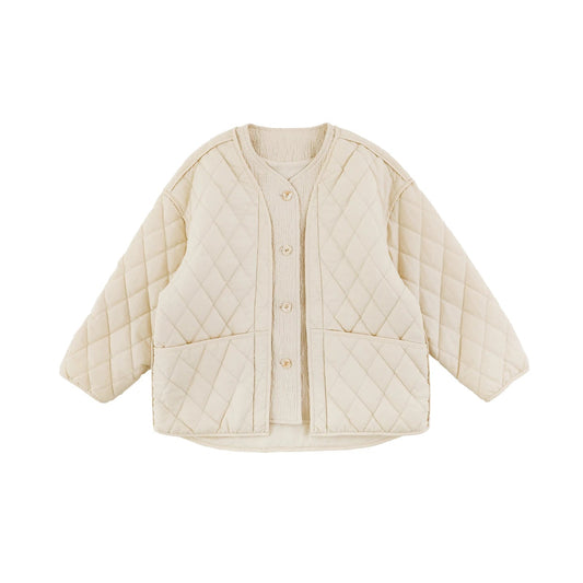 Giacca Invernale da Bambina a Due Pezzi in Cotone Imbottito – Colore Beige - Klotheds