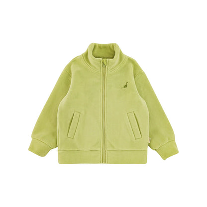 Giacca Invernale da Bambino con Ricamo Dinosauro in Pile Morbido – Grigio, Blu, Azzurro o Verde - Klotheds