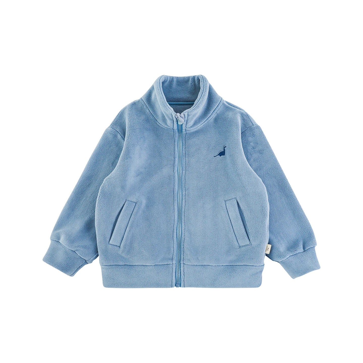 Giacca Invernale da Bambino con Ricamo Dinosauro in Pile Morbido – Grigio, Blu, Azzurro o Verde - Klotheds