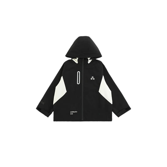 Giacca nera impermeabile con cappuccio per bambino – antivegetativa - Klotheds