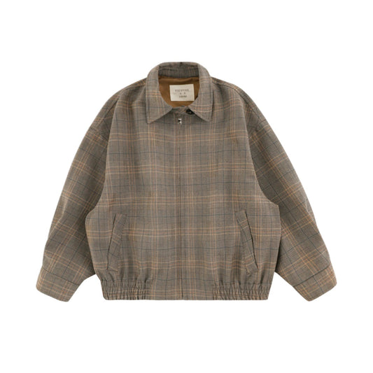 Giacca plaid marrone stile vintage per bambina – autunnale - Klotheds
