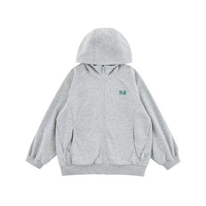 Giacca sportiva con cappuccio in tinta unita per bambina – gialla, grigia o viola - Klotheds