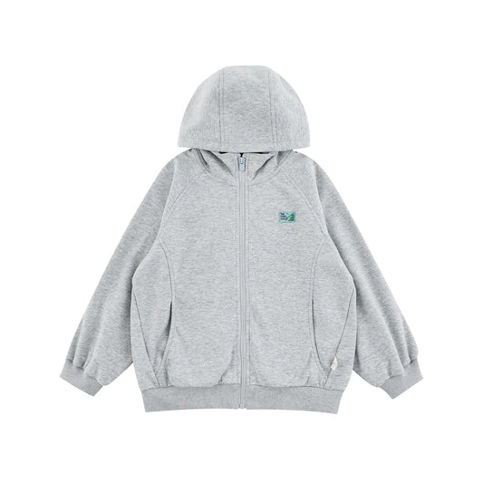 Giacca sportiva con cappuccio in tinta unita per bambina – gialla, grigia o viola - Klotheds