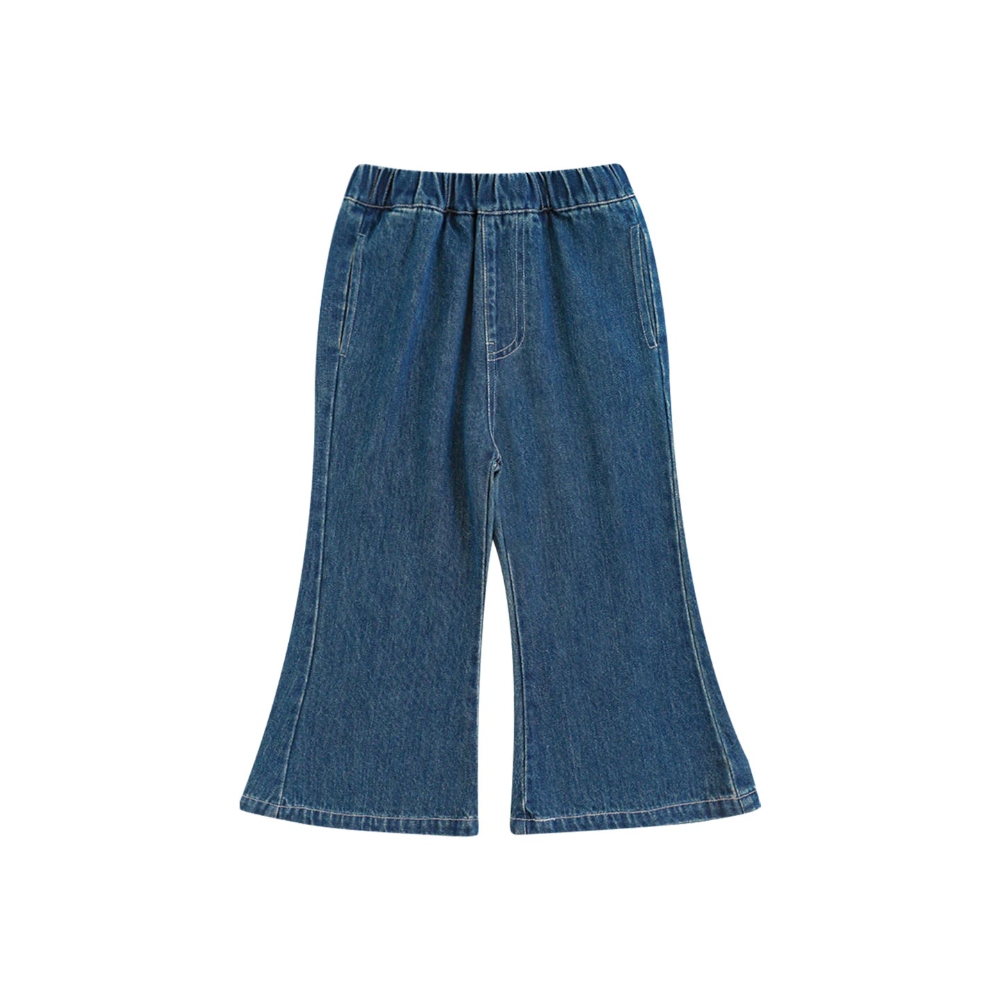 Jeans a zampa blu scuro per bambina – stile casual quotidiano - Klotheds
