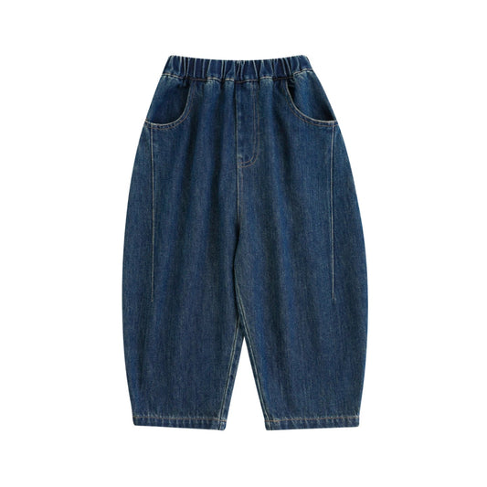 Jeans ampi in denim per bambino con cuciture – blu o neri - Klotheds